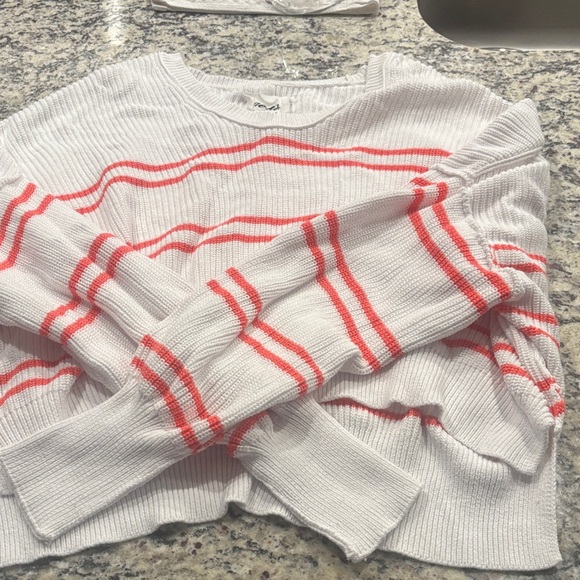 aerie Sweaters - Aerie White and Red Striped Crew Neck Sweater